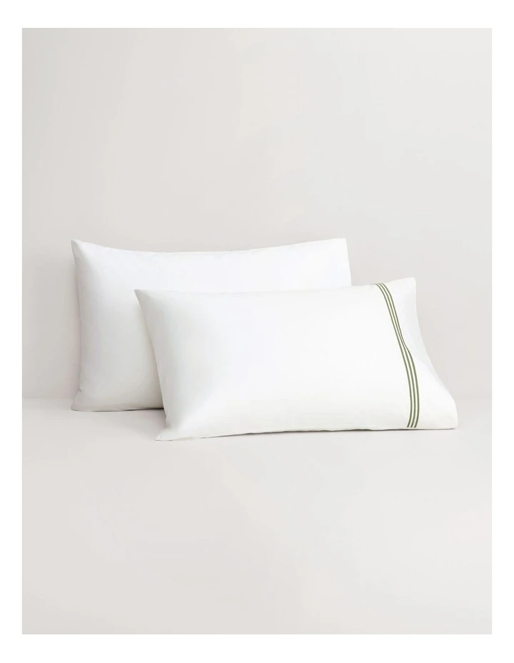 1200TC Palais Pillowcase Pair in Snow/Moss image 1