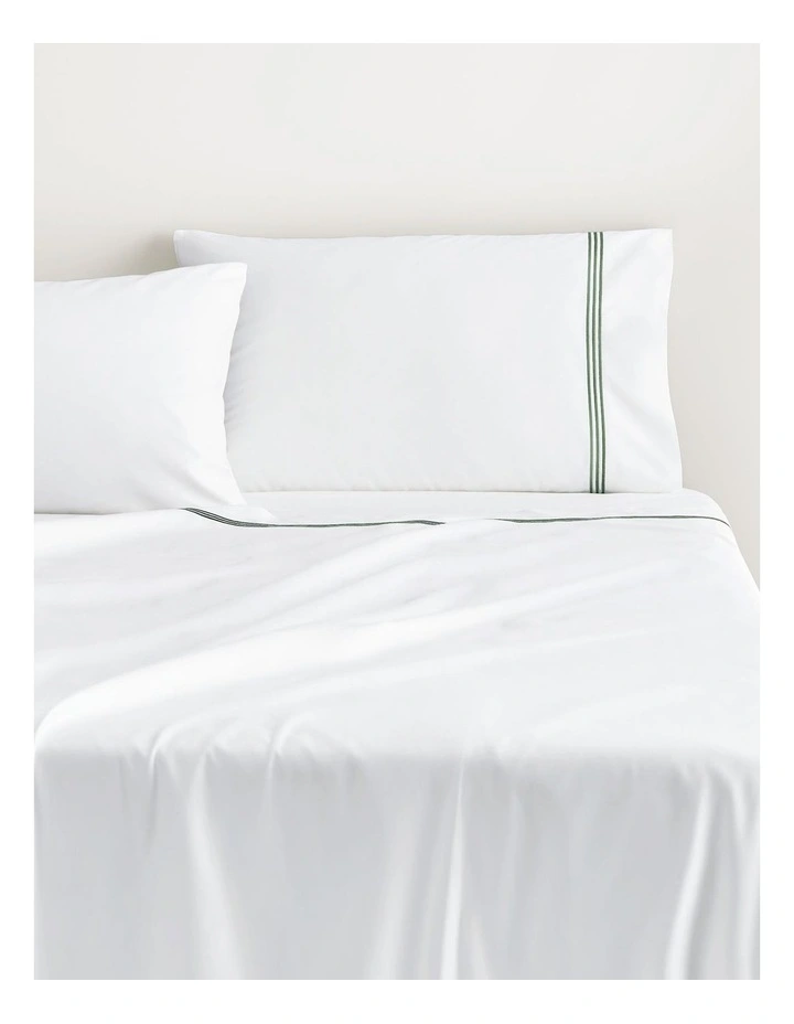 1200TC Palais Pillowcase Pair in Snow/Moss image 4