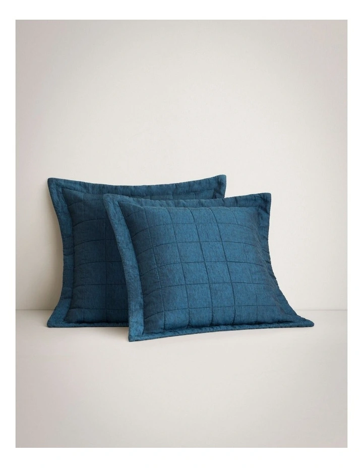Abbotson Linen European Pillow Sham in Deep Blue Marle image 1