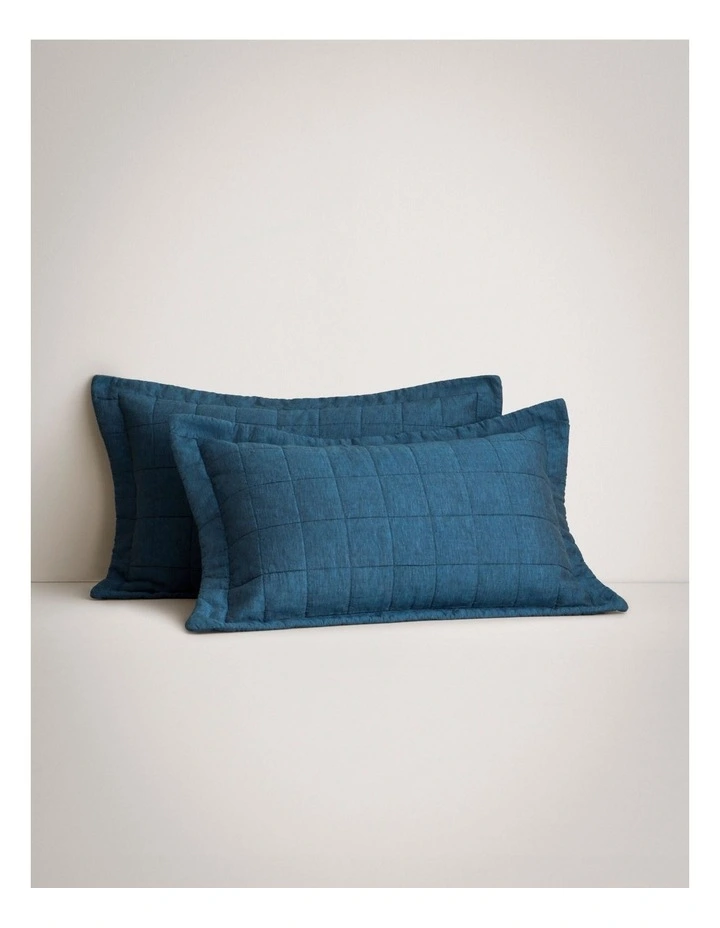Abbotson Linen Pillowcase Sham in Deep Blue Marle image 1