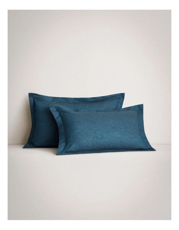 Abbotson Linen Tailored Pillowcase Pair in Deep Blue Marle image 1