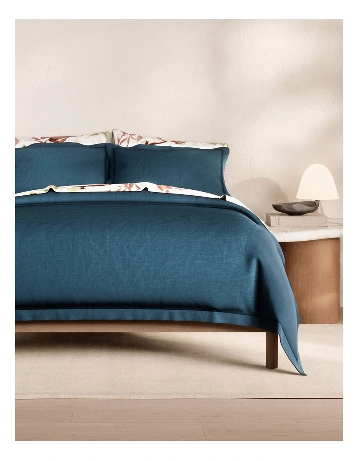Abbotson Linen Tailored Pillowcase Pair in Deep Blue Marle image 2
