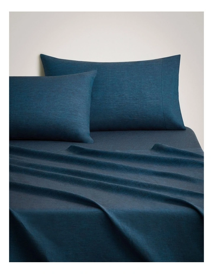 Abbotson Linen Tailored Pillowcase Pair in Deep Blue Marle image 4