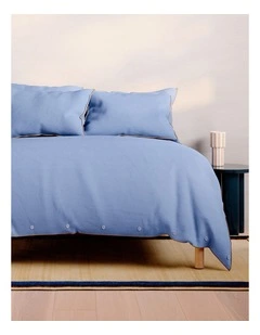 Bayley Washed Cotton Piped Quilt Cover Set in Cornflower