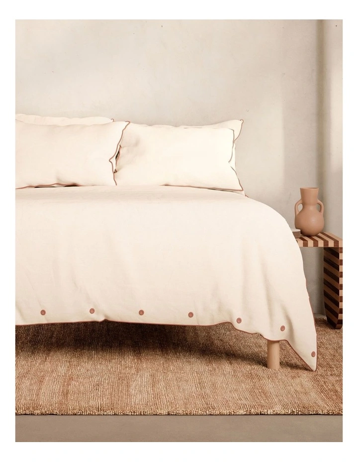 Bayley Washed Cotton Piped Quilt Cover Set in Porcelain image 1