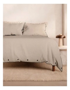 Bayley Washed Cotton Piped Quilt Cover Set in Sesame