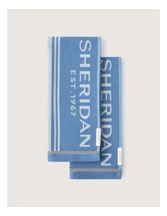 Vero Tea Towel Set - Two Pack in Pacific Blue