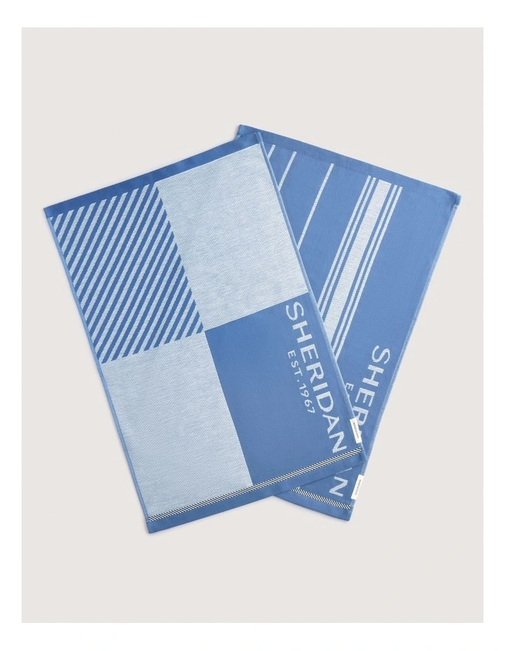 Vero Tea Towel Set - Two Pack in Pacific Blue image 2