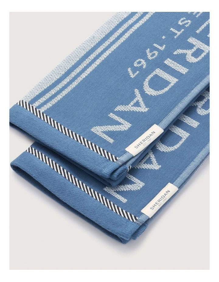 Vero Tea Towel Set - Two Pack in Pacific Blue image 3