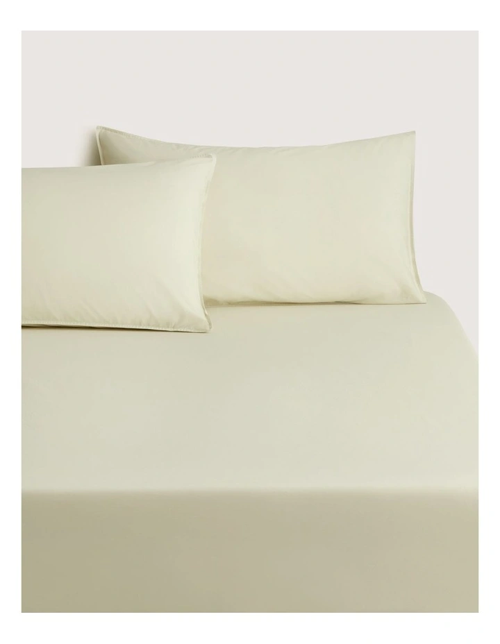 Bayley Washed Cotton Fitted Sheet in Soft Green image 1