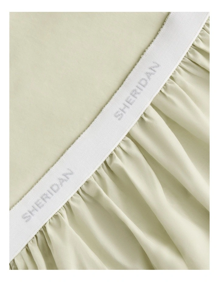 Bayley Washed Cotton Fitted Sheet in Soft Green image 3