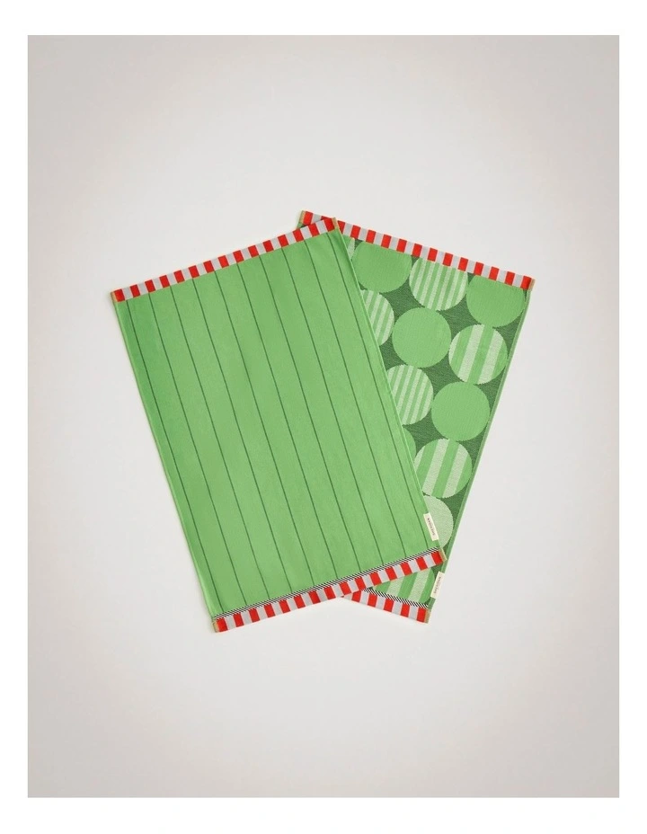 Bauble Tea Towel Set - Two Pack in Ivy image 2