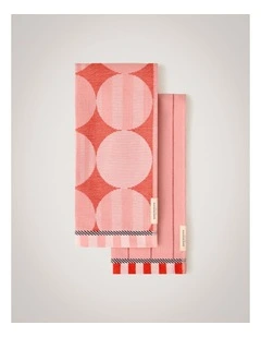 Bauble Tea Towel Set - Two Pack in Poppy