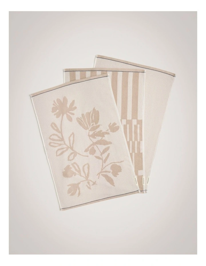 Eley Tea Towel Set - Three Pack in Sesame image 2