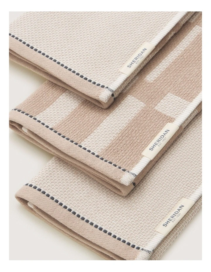 Eley Tea Towel Set - Three Pack in Sesame image 3