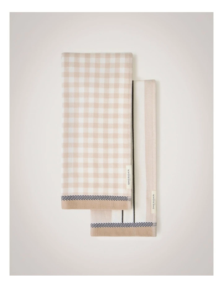 Este Tea Towel Set Two Pack in Sesame image 1