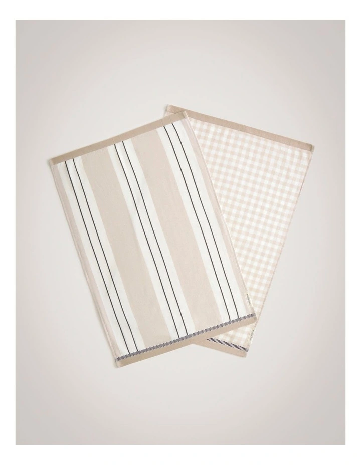 Este Tea Towel Set Two Pack in Sesame image 2