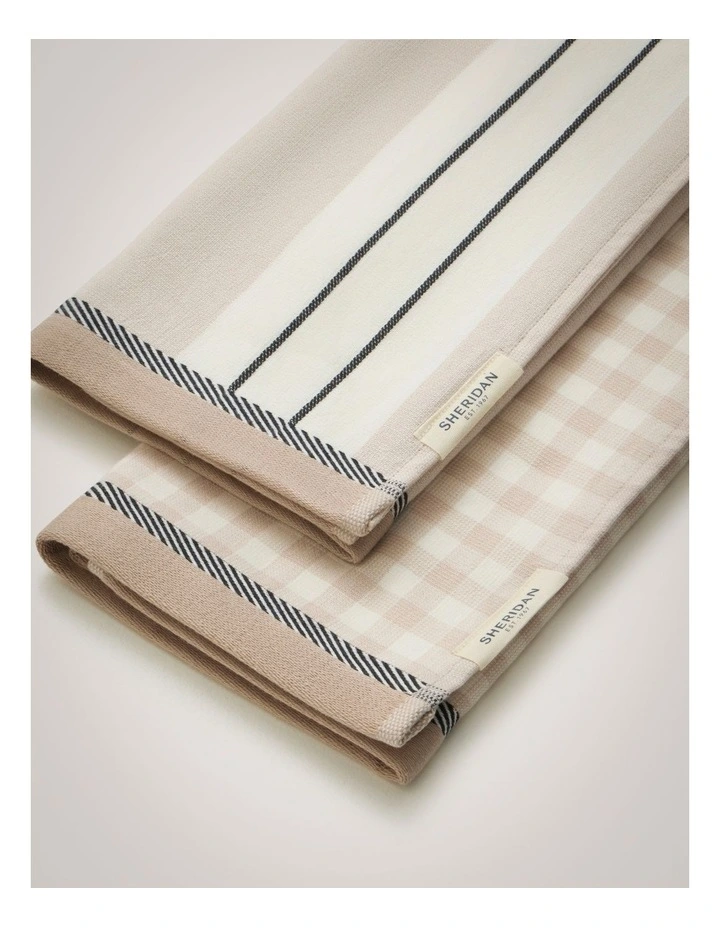 Este Tea Towel Set Two Pack in Sesame image 3