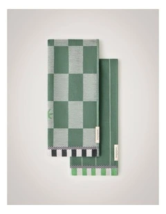 Starlit Tea Towel Set - Two Pack in Sea Green