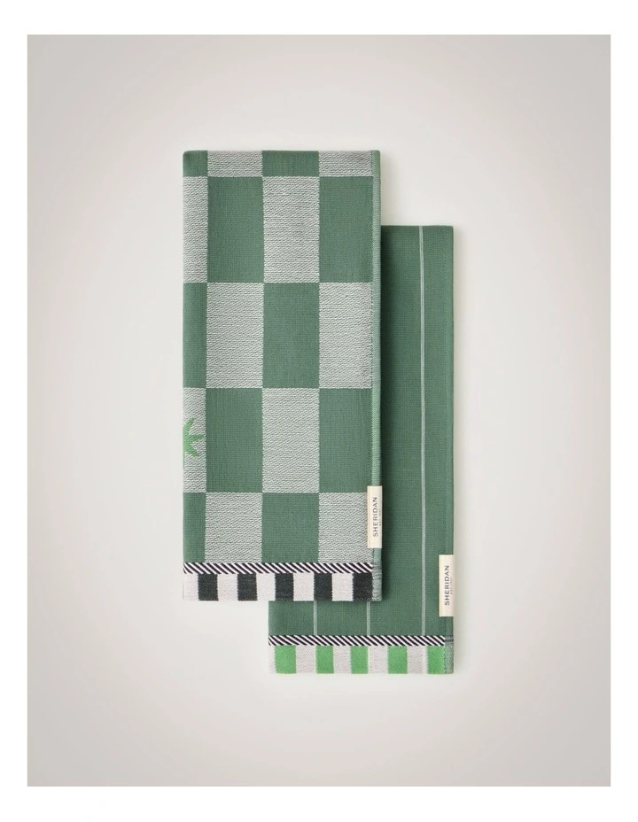 Starlit Tea Towel Set - Two Pack in Sea Green image 1
