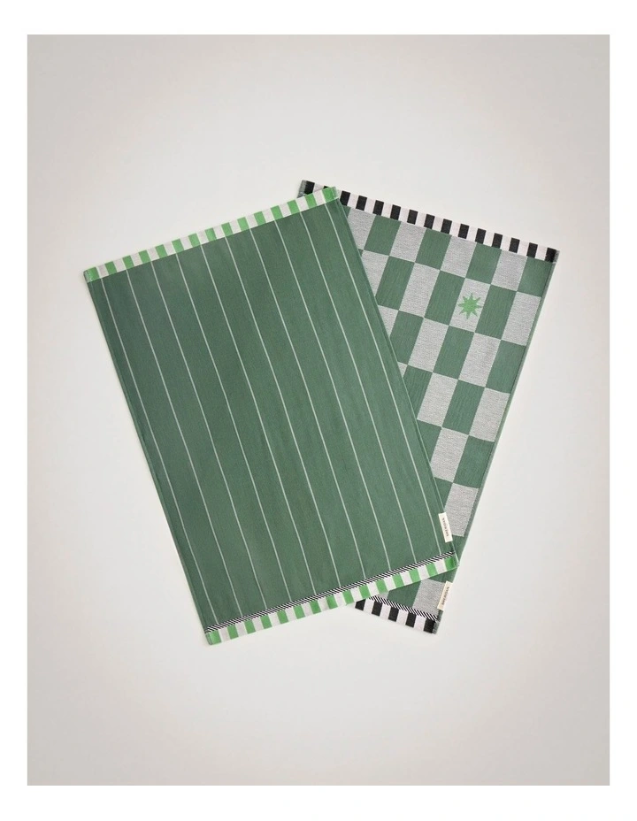 Starlit Tea Towel Set - Two Pack in Sea Green image 2