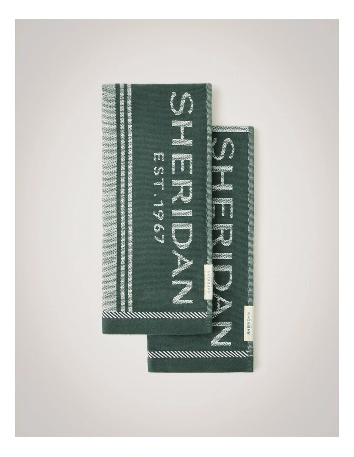 Vero Tea Towel Set - Two Pack in Ivy image 1