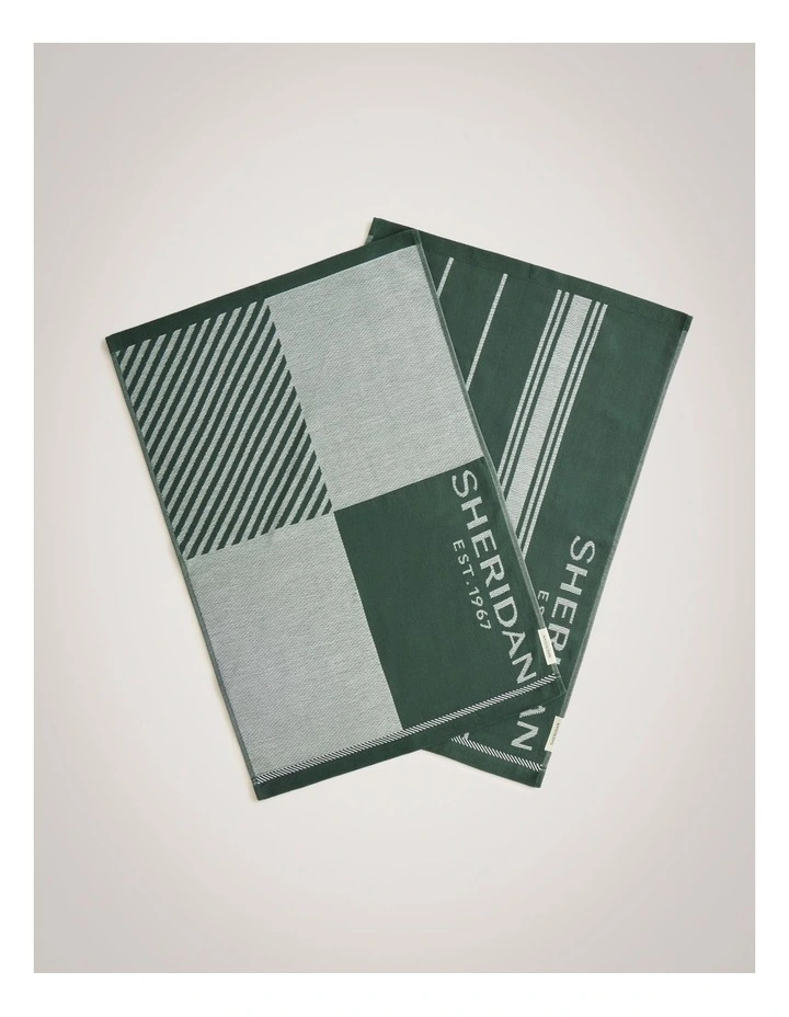 Vero Tea Towel Set - Two Pack in Ivy image 2