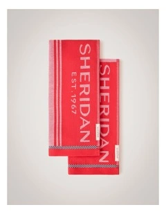 Vero Tea Towel Set - Two Pack in Strawberry