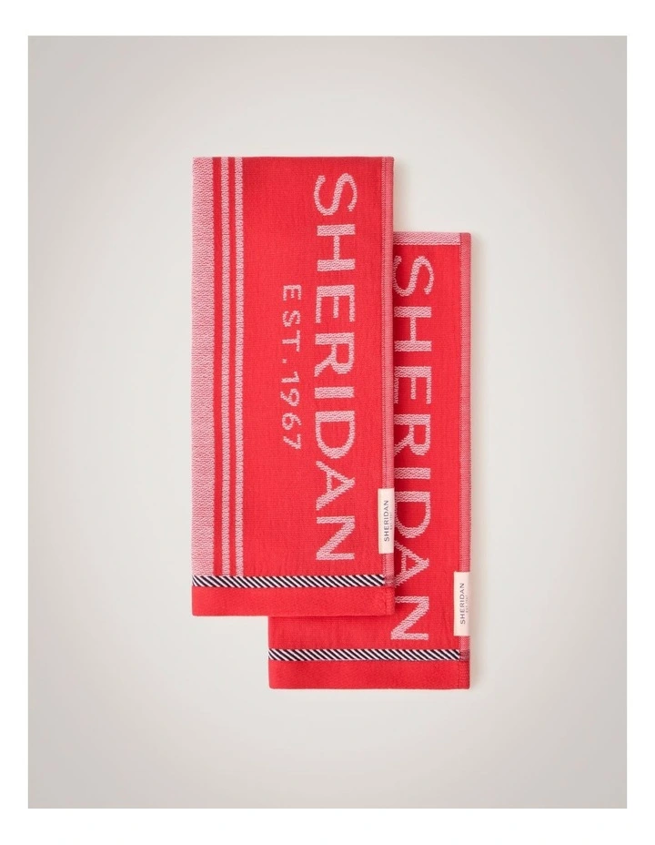 Vero Tea Towel Set - Two Pack in Strawberry image 1