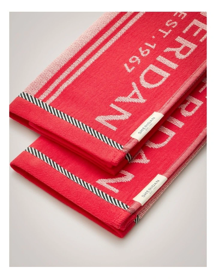 Vero Tea Towel Set - Two Pack in Strawberry image 3