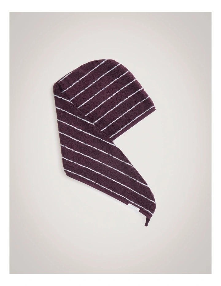 Aven Stripe Hair Towel in Clove image 1
