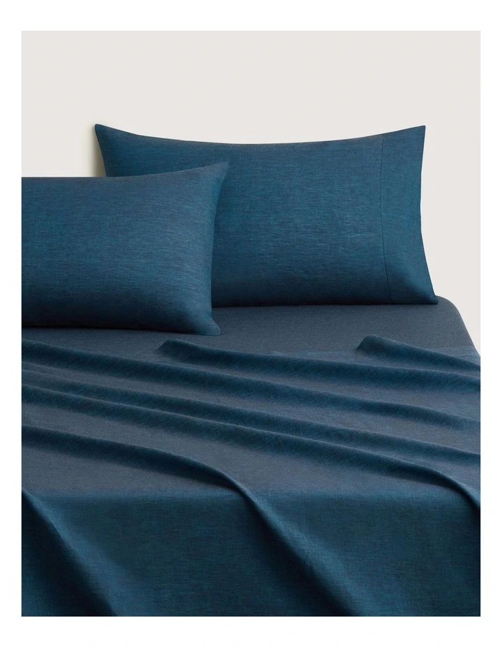Abbotson Linen Pillowcase Pair in Deep Blue Marle image 4
