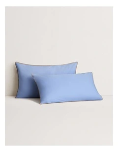 Bayley Washed Cotton Piped Pillowcase Pair in Cornflower