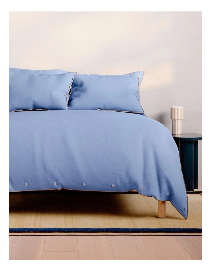 Bayley Washed Cotton Piped Pillowcase Pair in Cornflower image 2