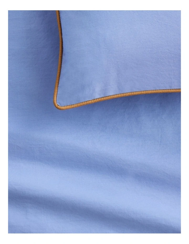 Bayley Washed Cotton Piped Pillowcase Pair in Cornflower image 3