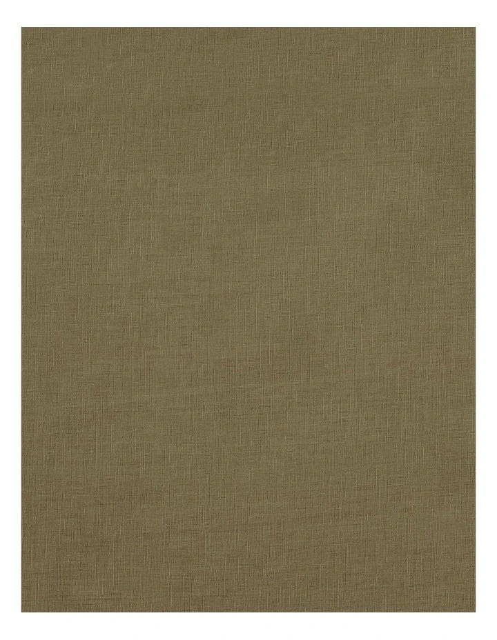 Hayes Washed Linen Cotton Fitted Sheet in Green Olive image 2