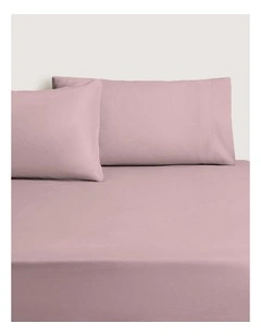 Hayes Washed Linen Cotton Fitted Sheet in Jacaranda