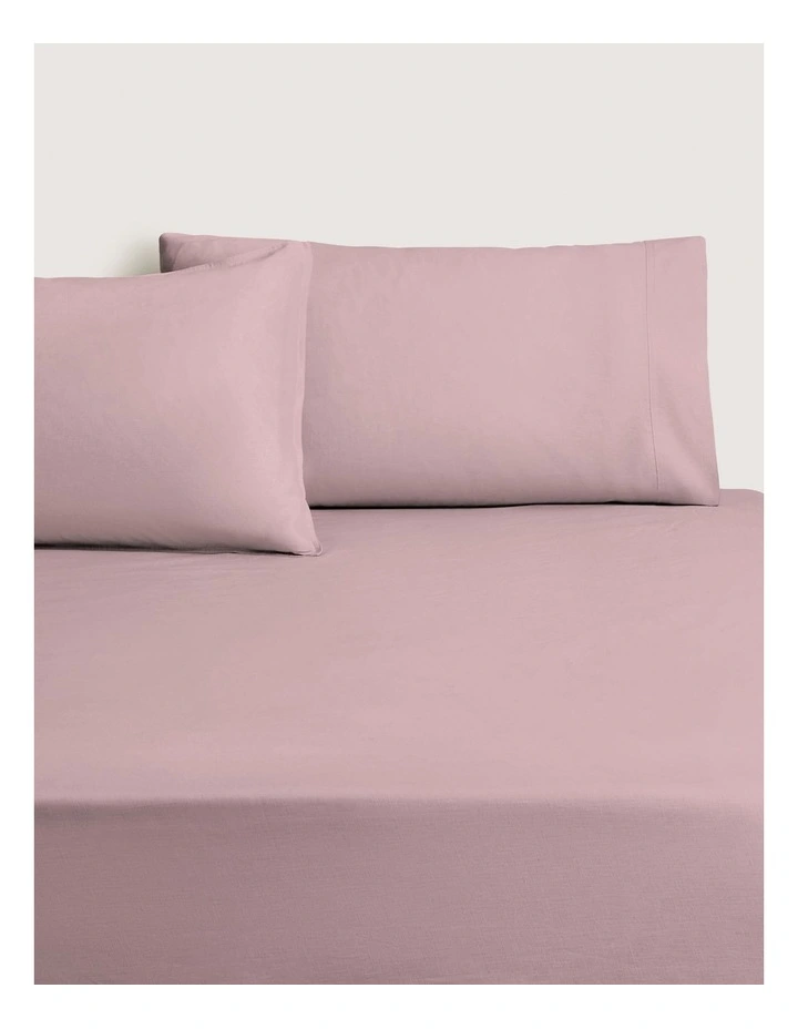 Hayes Washed Linen Cotton Fitted Sheet in Jacaranda image 1