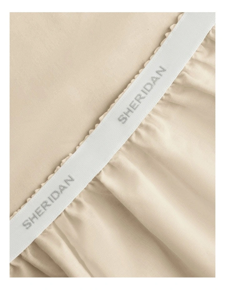 Hayes Washed Linen Cotton Fitted Sheet in Oatmeal image 3