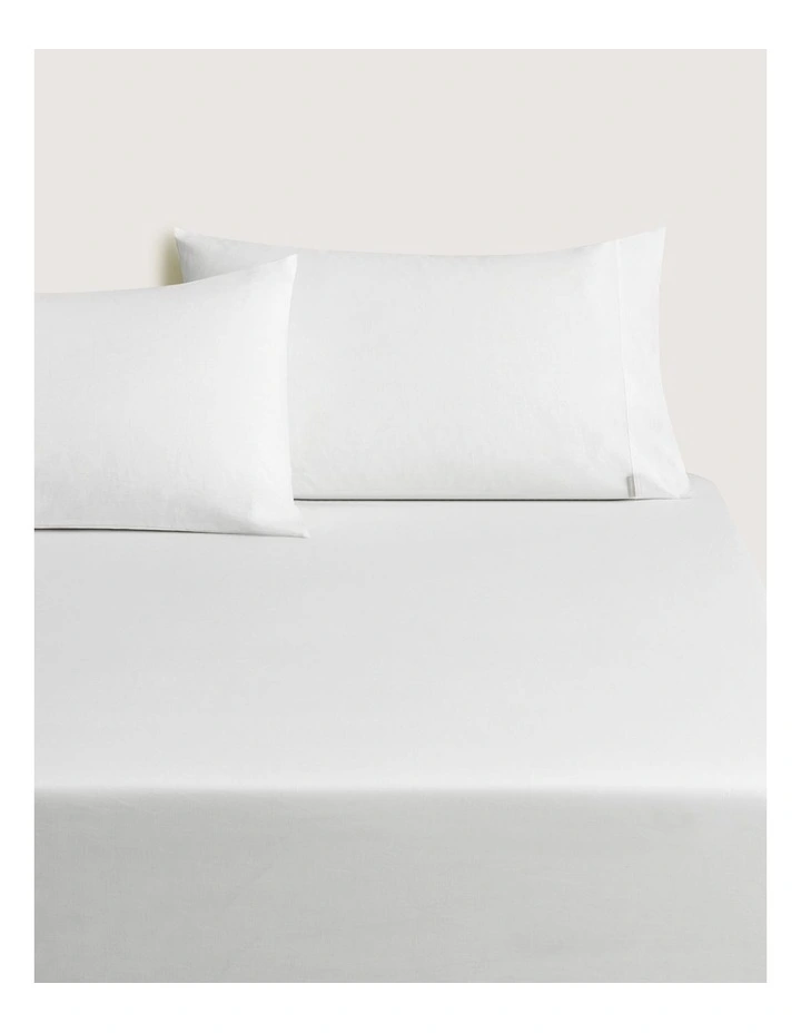 Hayes Washed Linen Cotton Fitted Sheet in White image 1
