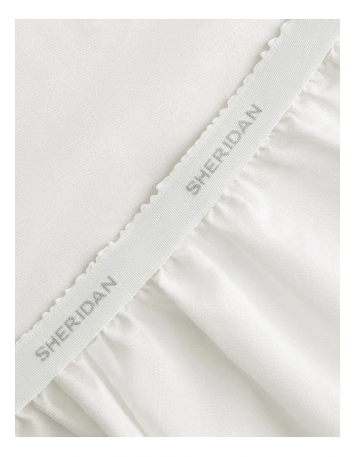 Hayes Washed Linen Cotton Fitted Sheet in White image 3