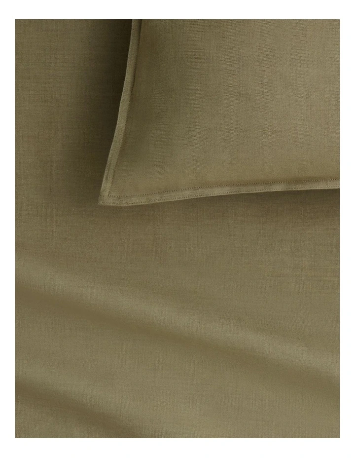 Hayes Washed Linen Cotton Quilt Cover Set in Green Olive image 2