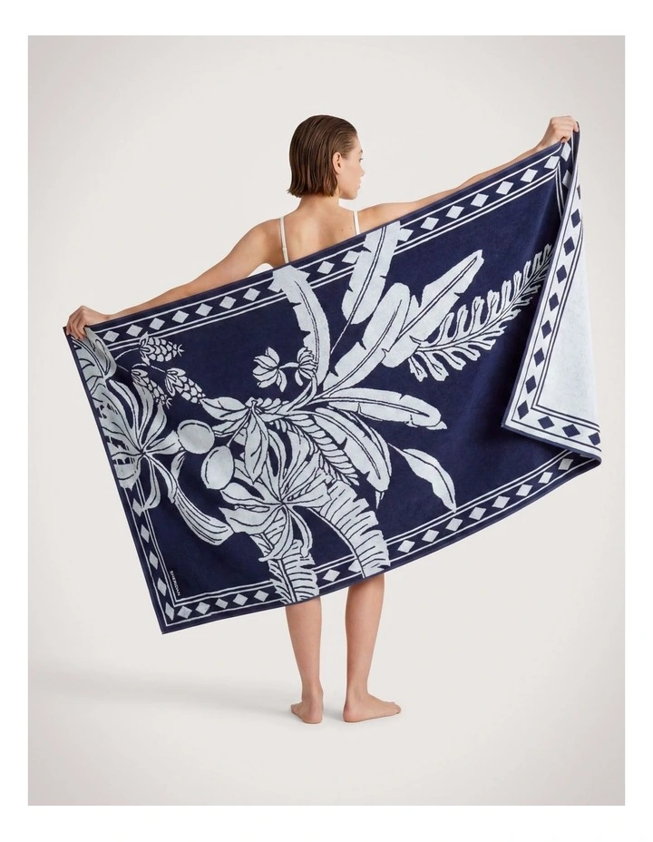 Tropique Beach Towel in Navy image 2