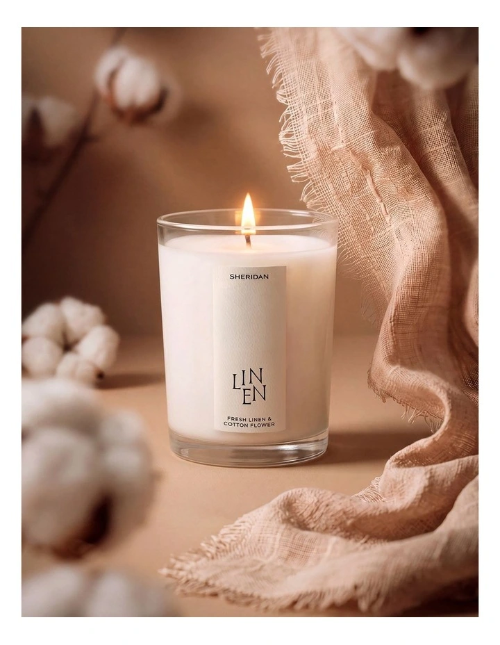 Linen Candle in Clear image 2