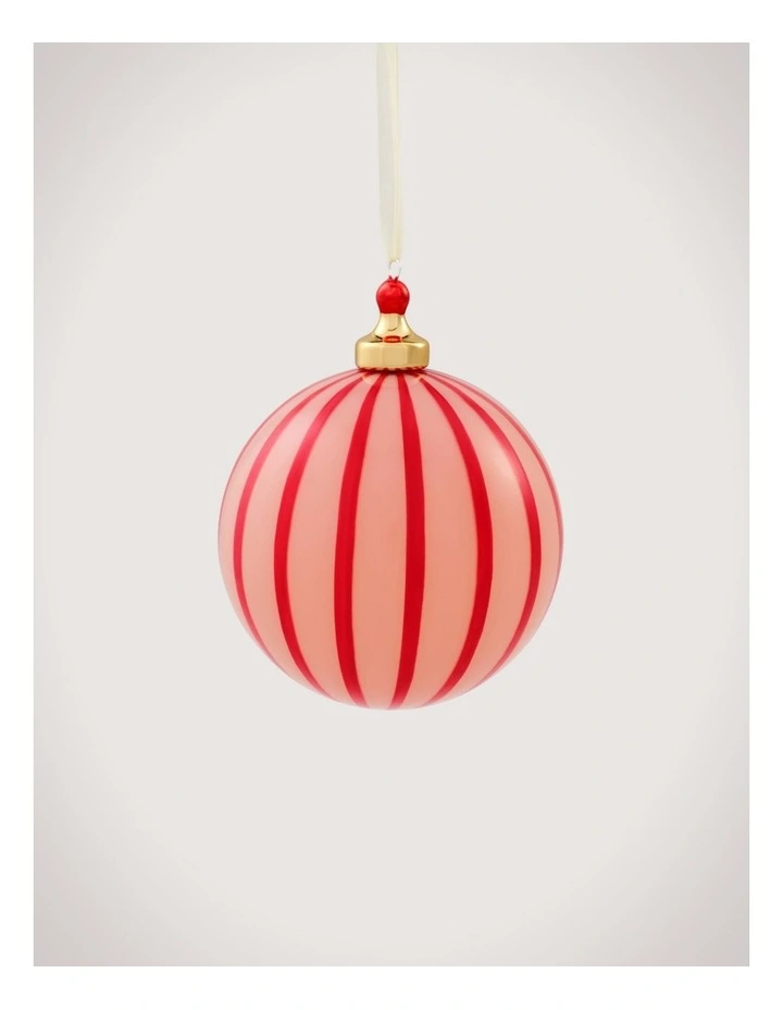 Opaque Vertical Stripe 10cm Ball in Poppy image 1