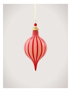 Opaque Vertical Stripe 10cm Finial in Poppy
