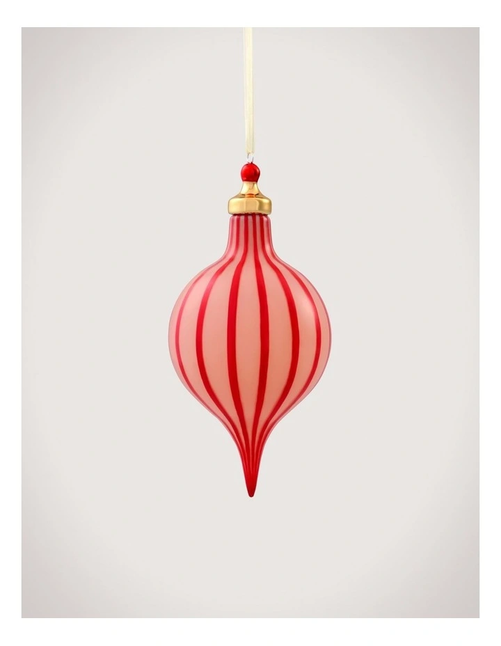 Opaque Vertical Stripe 10cm Finial in Poppy image 1