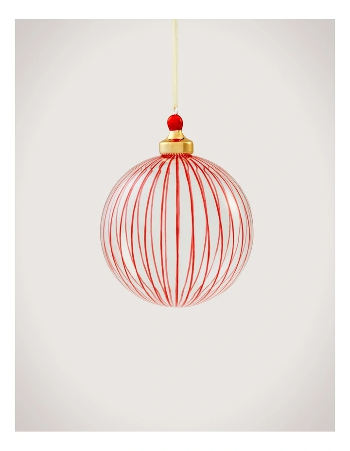 Vertical Stripe Clear 10cm Ball in Poppy image 1