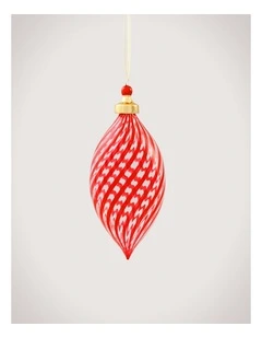 Vertical Stripe Clear 16.5cm Finial in Poppy