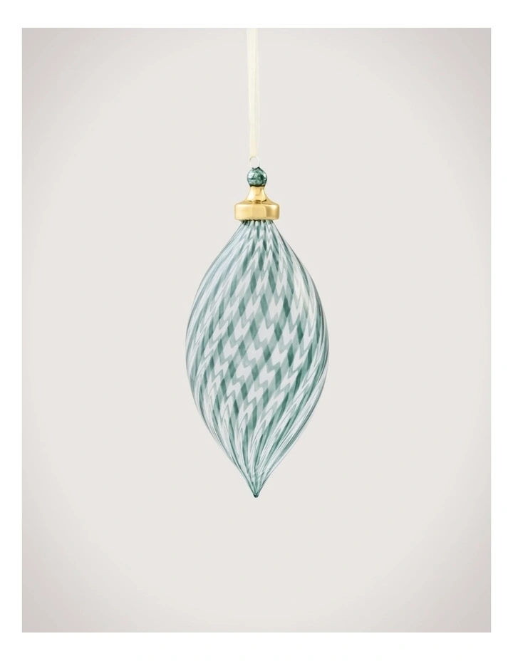 Vertical Stripe Clear 16.5cm Finial in Sea Green image 1